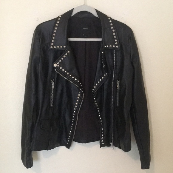 Forever 21 Jackets & Blazers - Forever 21 vegan leather studded Moto jacket